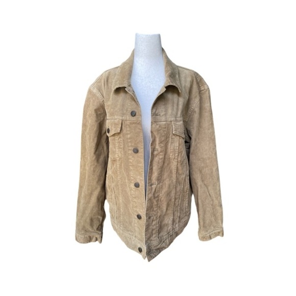 Madewell The Oversized Corduroy Trucker Jean Jacket in Tan Size Large